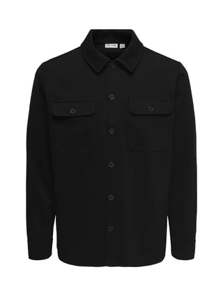 Surchemise noire homme ONLY & SONS Overshirt 1