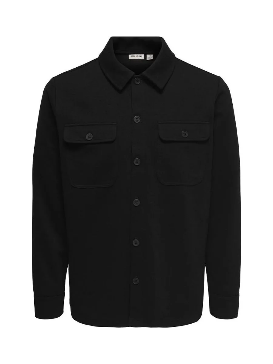 Surchemise noire homme ONLY & SONS Overshirt 2