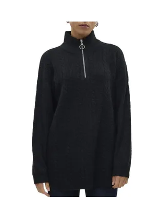 Pull 1/4 Zip Noir Femme Vero Moda Mili 1