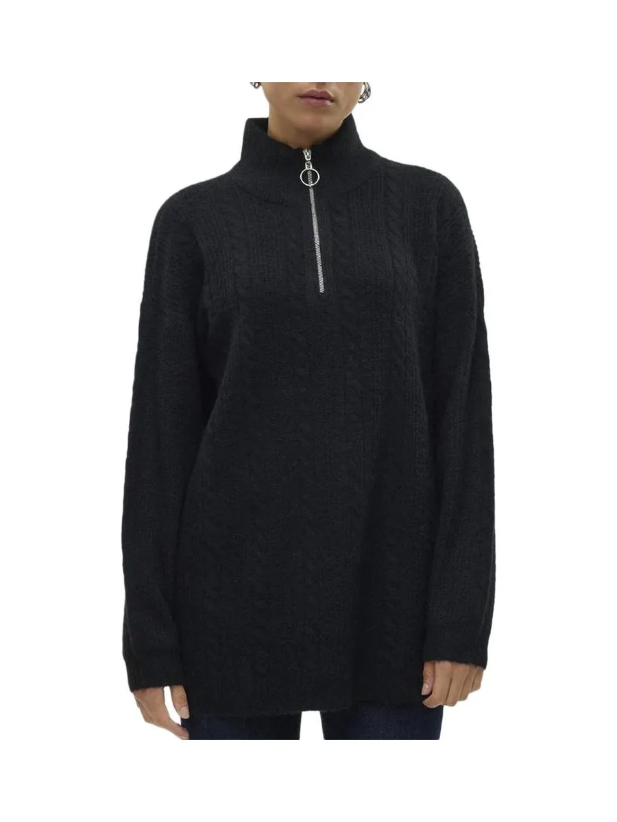 Pull 1/4 Zip Noir Femme Vero Moda Mili 2