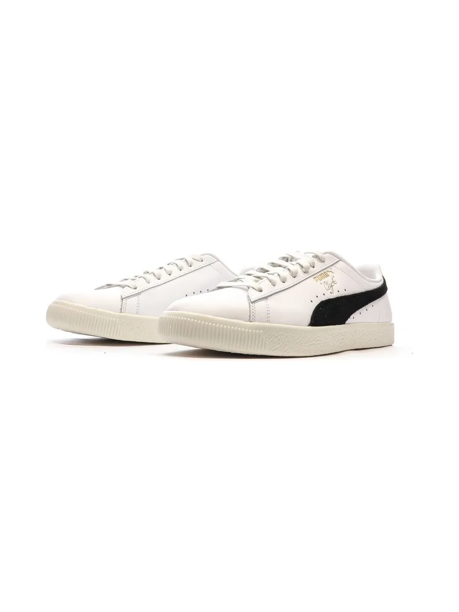 Baskets Blanches/Noires Homme Puma Clyde Base 7