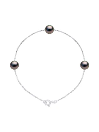 Bracelet Véritables Perles de Tahiti Rondes 7-8 mm — Or Blanc 375 Millièmes — 18 cm 1