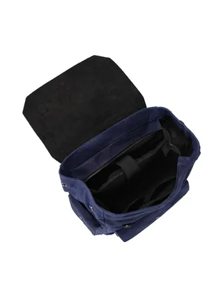 ALI - Sac à dos en cuir véritable et toile enduite - Bleu 6