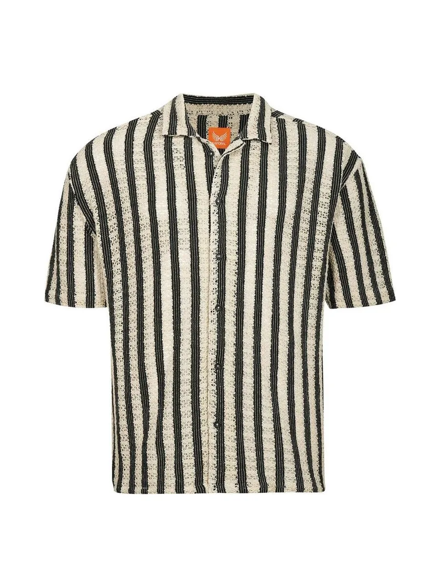 Chemisette Beige/Noir Rayures Homme Kaporal TROY 1