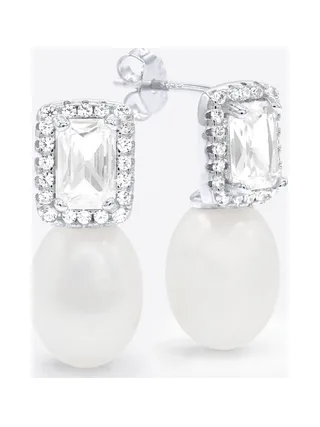 Boucles d'Oreilles Véritables Perles d'Eau Douce Poires 8-9 mm — Argent 925 Millièmes Rhodié 1