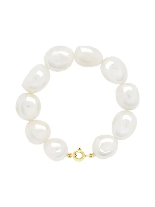 Bracelet Véritables Perles d'Eau Douce Baroques 11-12 mm — Or Jaune 375 Millièmes — 18 cm 1