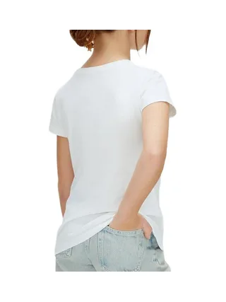 T-Shirt Blanc/Orange Fille Calvin Klein Jeans Script Logo 2