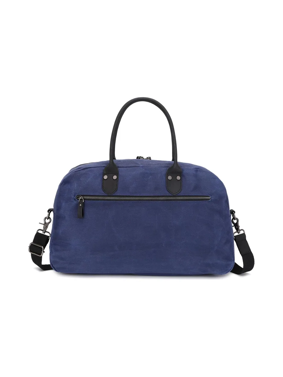BART - Sac week-end en cuir véritable et toile enduite - Bleu 4