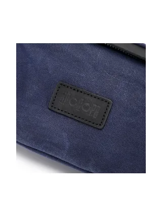 FLO - Sac banane en cuir véritable et toile enduite - Bleu 7