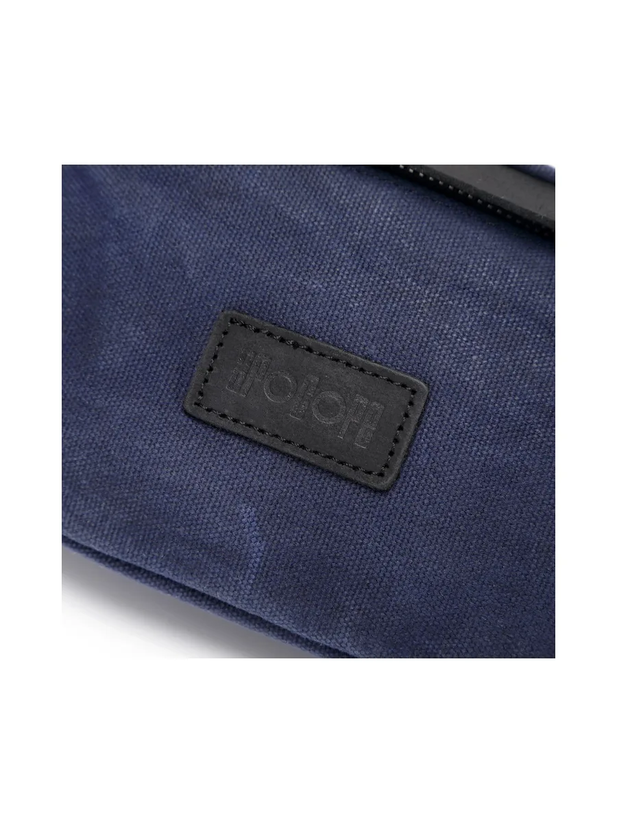 FLO - Sac banane en cuir véritable et toile enduite - Bleu 7