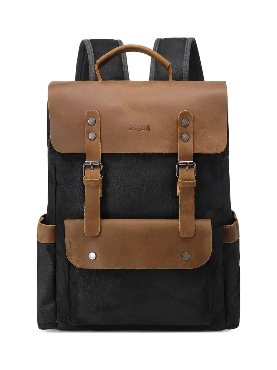 ED - Sac à dos en cuir véritable et toile enduite - Bleu 57