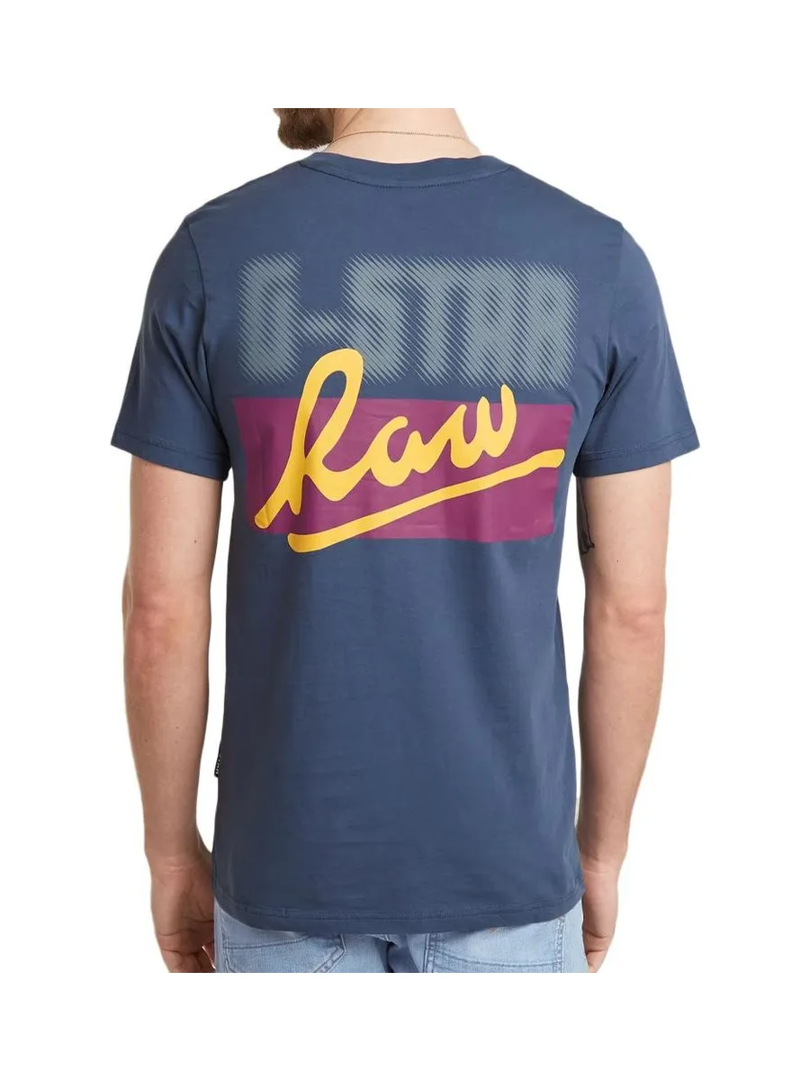 T-shirt Bleu Homme G-Star Raw D23730 3