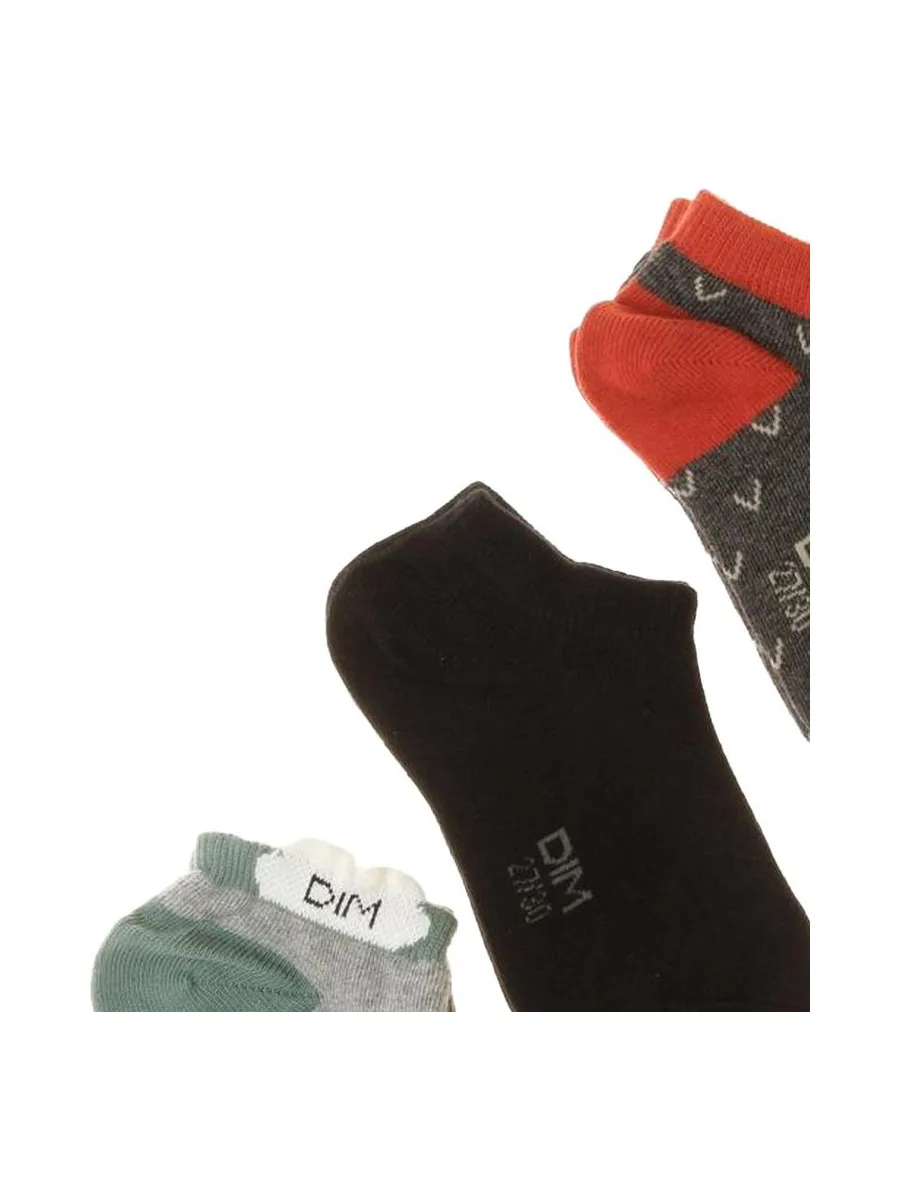 3x Paires de Chaussettes Grises/Rouge/Bleu à Motifs Fille Dim Fantaisie 3