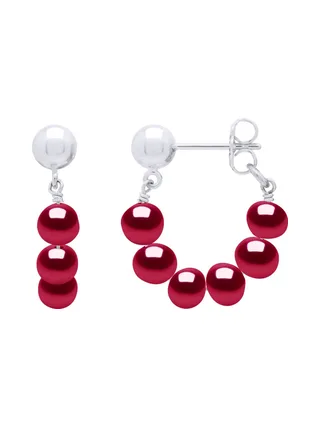 Boucles d'Oreilles Pendantes Véritables Perles d'Eau Douce Semi-6-7 mm — Argent 925 Millièmes Rhodié 1