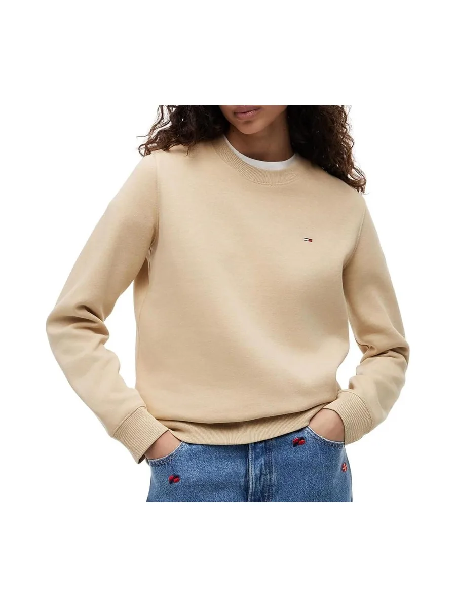 Sweat Beige Femme Tommy Hilfiger Flag Crew1 2