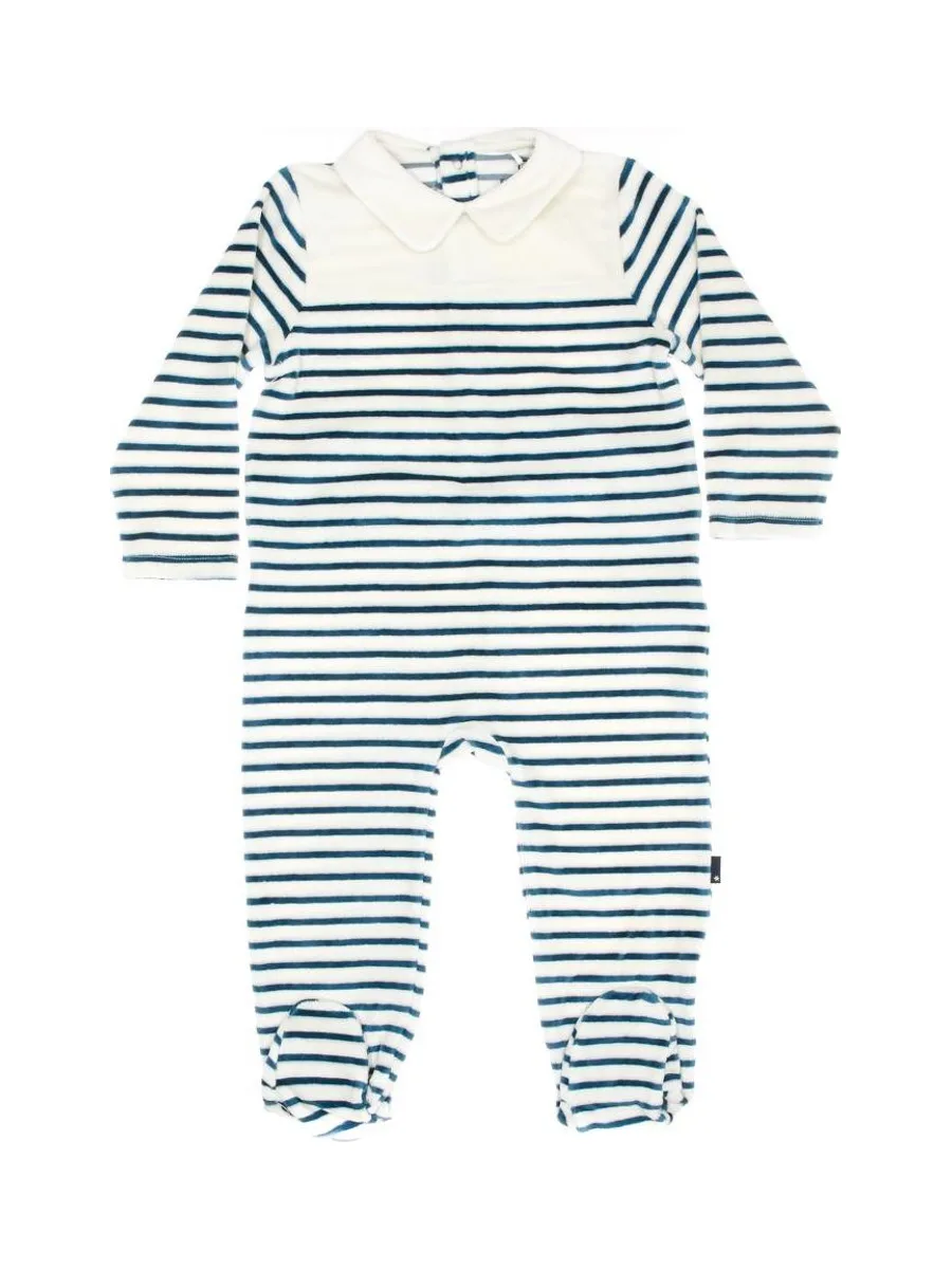 Pyjamas Rayures Blanc/Bleu Garçon Elle est ou la mer Jama 2