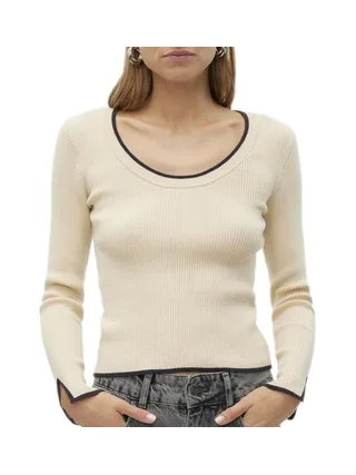Pull Crème/Noir Femme Vero Moda Joan 1