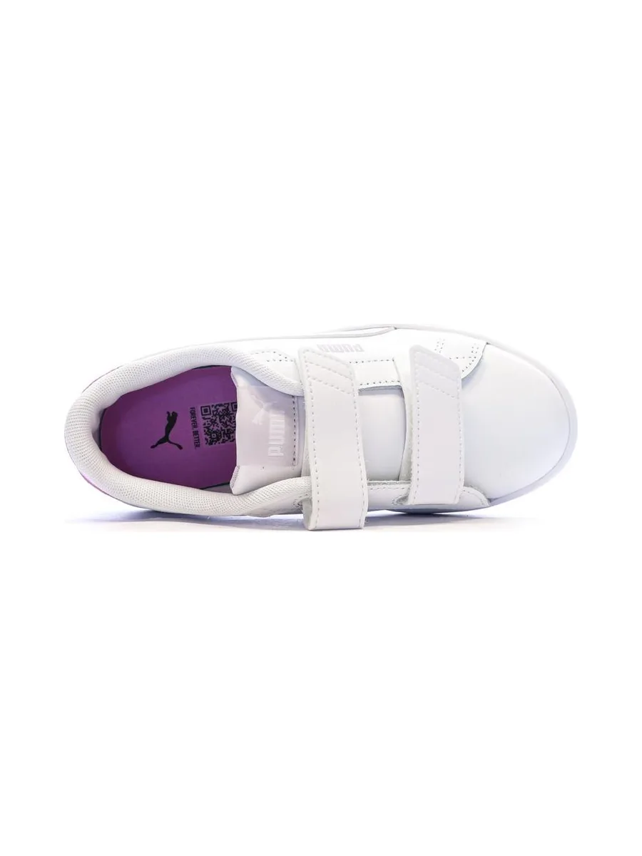Baskets Blanc/Rose Fille Puma Smash 3.0 5