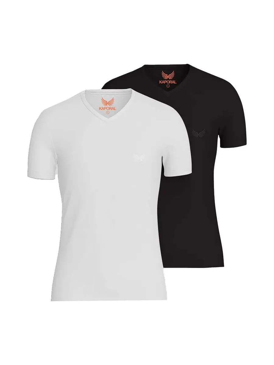 x2 T-Shirt Noir/Blanc Homme Kaporal JIFT 2