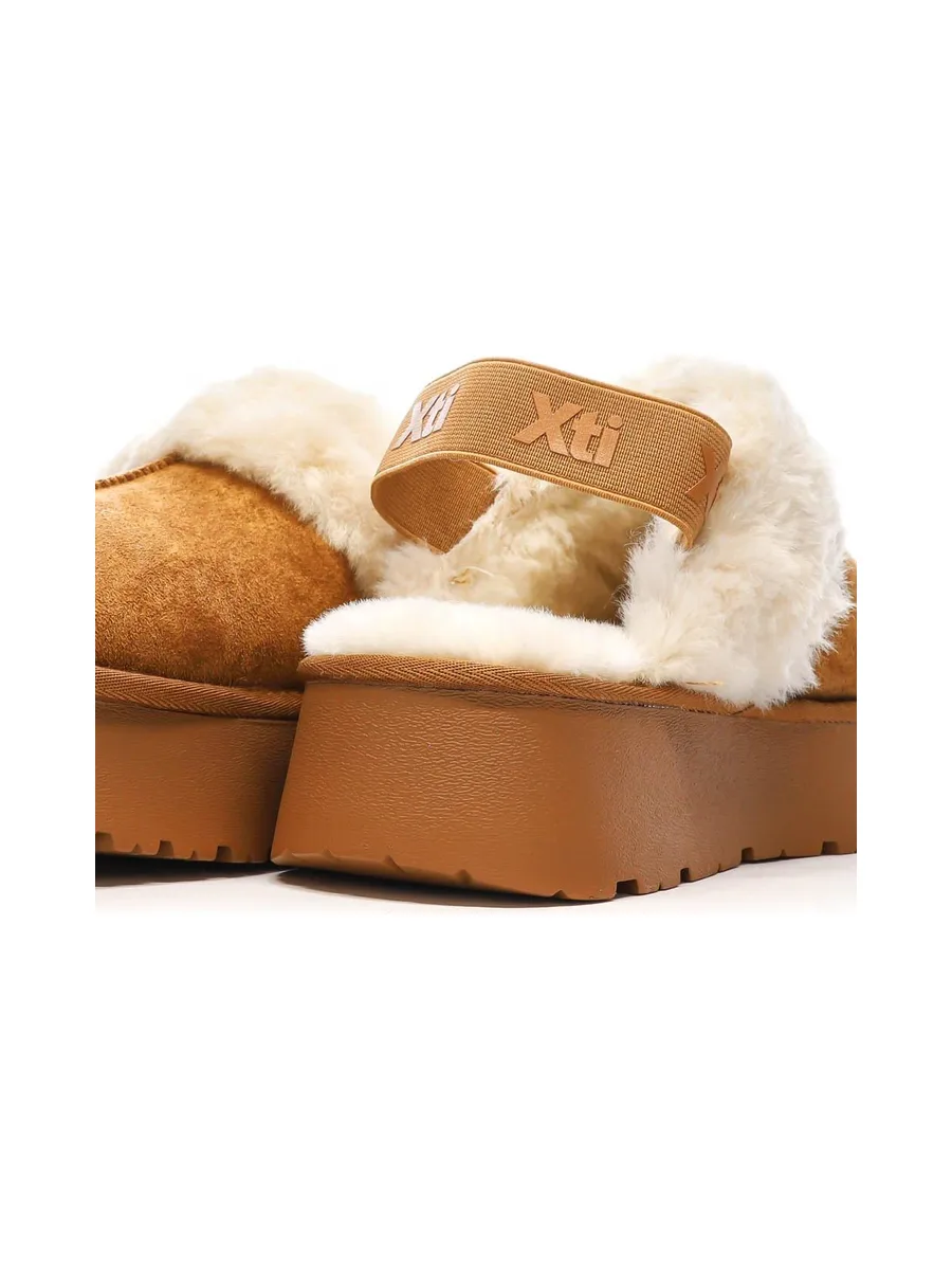 Sabots fourrés à élastique Camel Femme Xti Microfiber 9