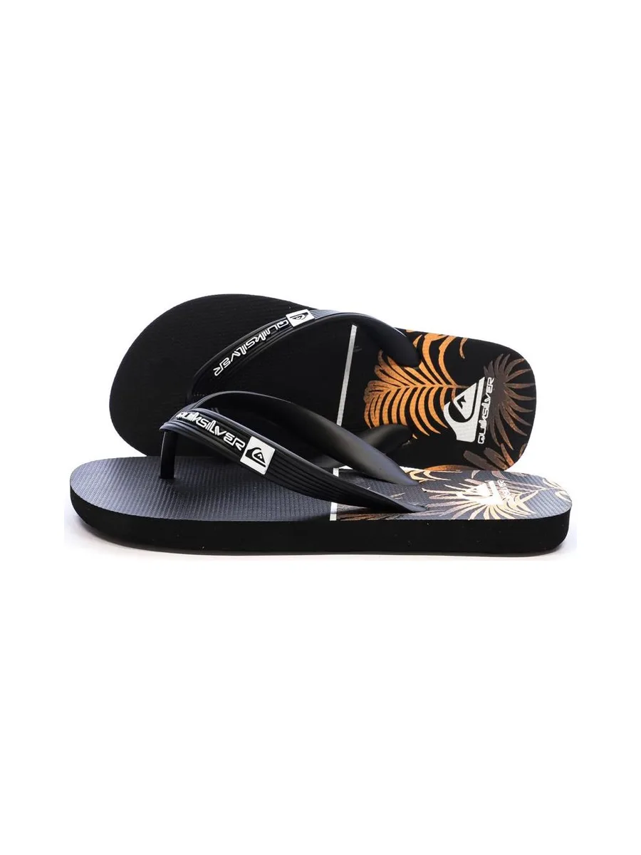 Tongs Noir/Orange Garçon Quiksilver Java Quik 2