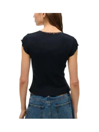 T-Shirt Noir Femme Superdry Essential Square 2