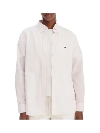 Chemise Rose à Rayures Femme Tommy Hilfiger Poplin 1