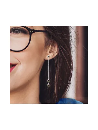 Boucles d'Oreilles Véritables Perles de Tahiti Poires 7-8 mm — Or Blanc 375 Millièmes 4
