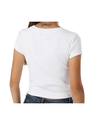 T-Shirt Blanc Femme Calvin Klein Jeans Label Ri-cloud 2