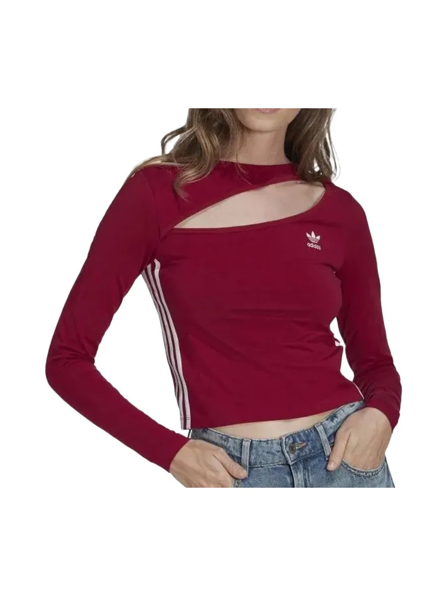 T-Shirt Manches Longues Bordeaux Femme Adidas Cut 2