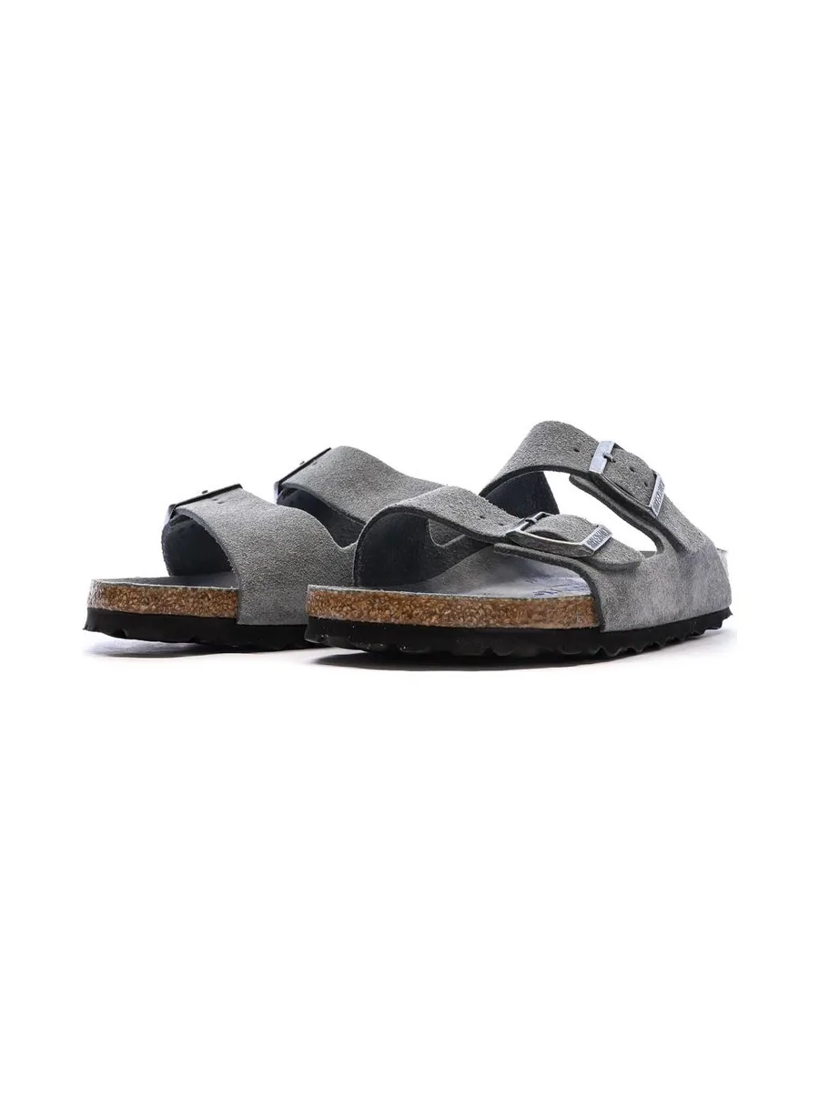 Sandales Grises Mixte Birkenstock Arizona Suede Leather Narrow 7
