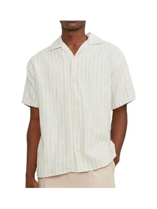 Chemisette Rayures Blanc/Beige Homme Jack & Jones Cabana 1