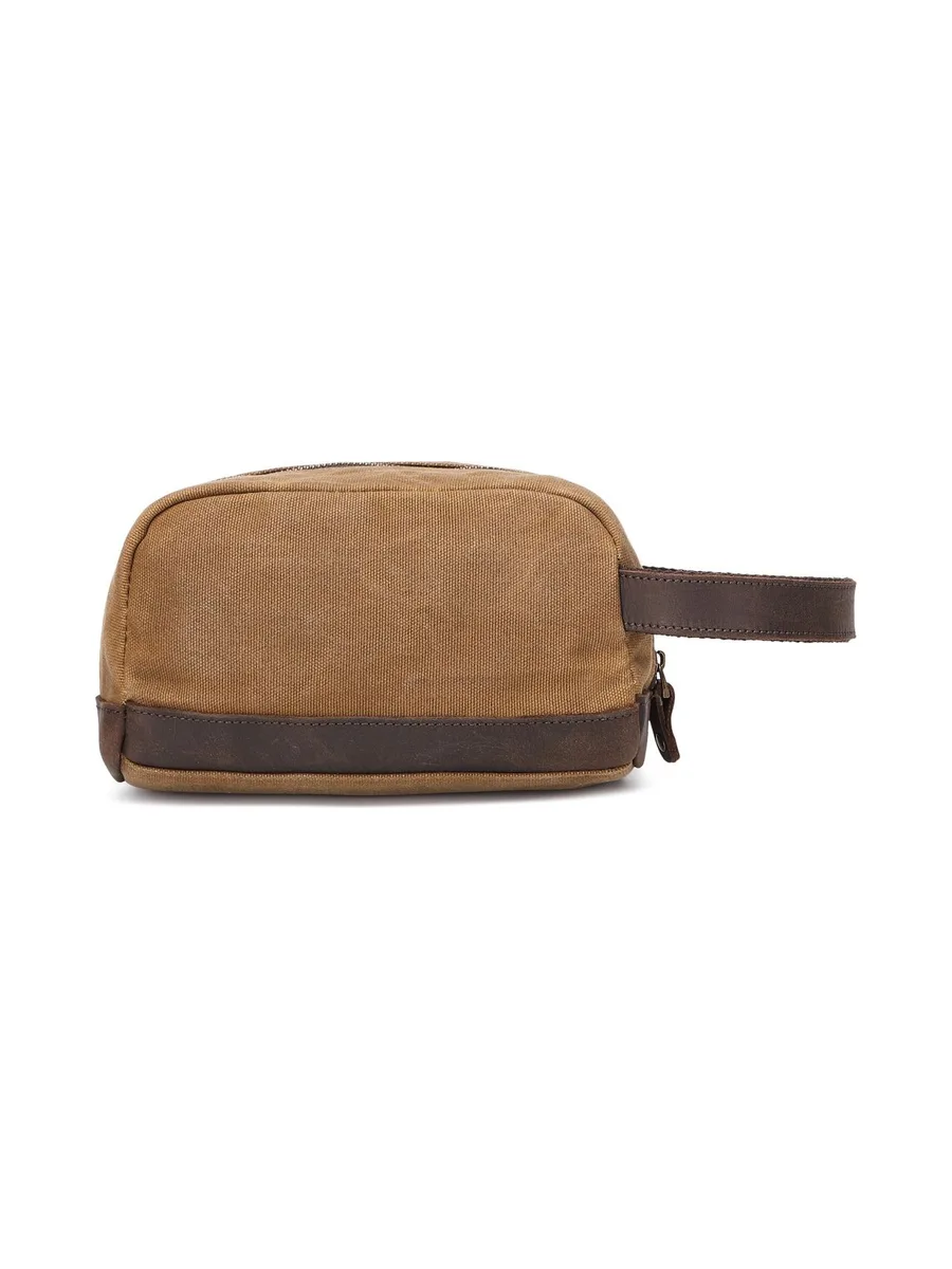 TONY - Trousse de toilette en cuir véritable et toile enduite - Bleu 44