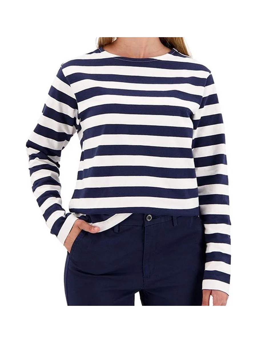 T-shirt Manches Longues Blanc/Marine Femme Dockers Boatneck 2