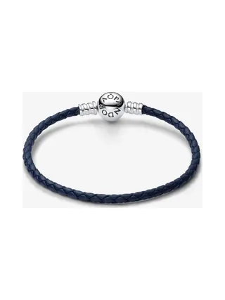 Pandora - Bracelet Moments Rond Clasp Braided Leather bleu 2