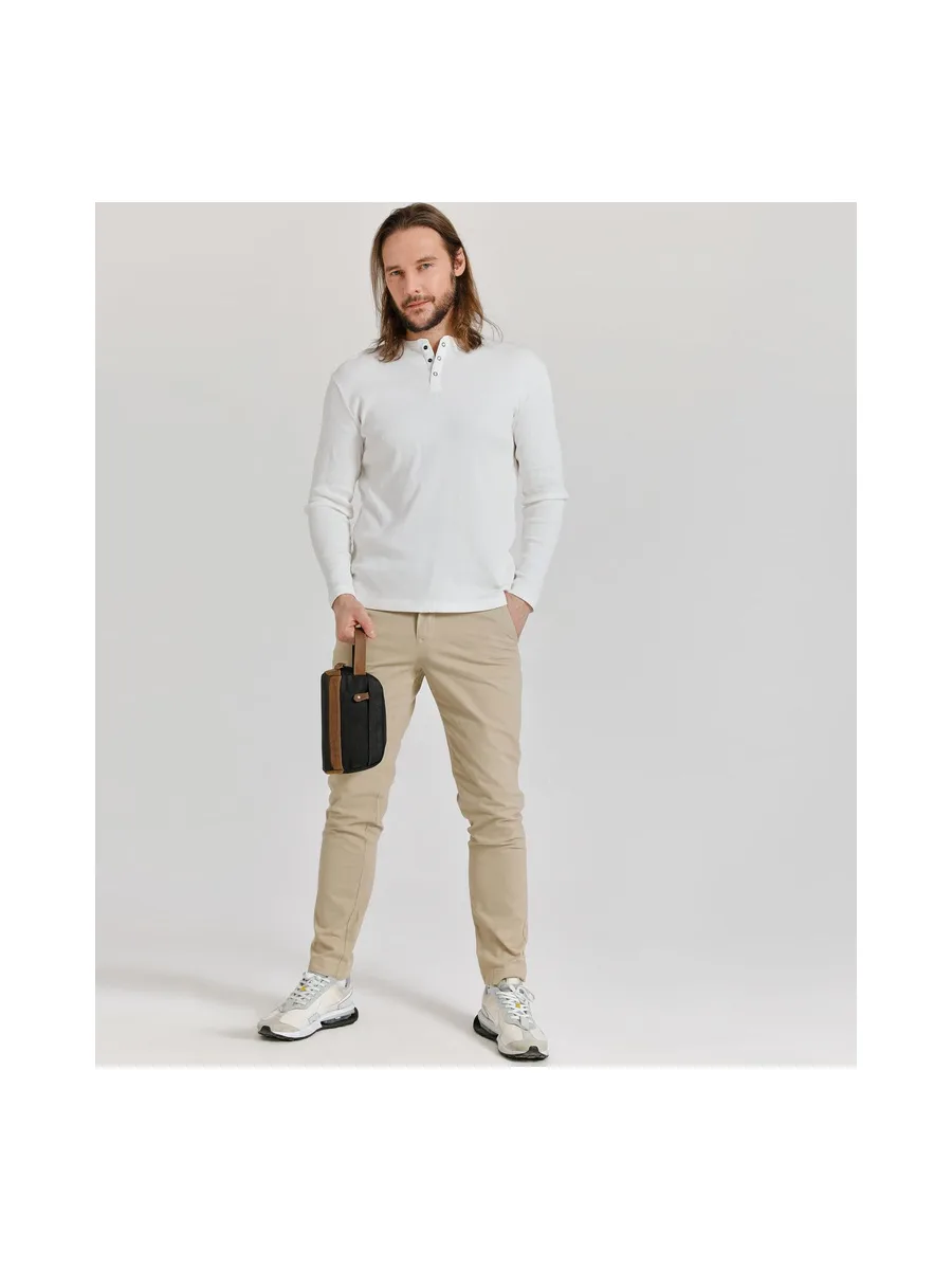 TONY - Trousse de toilette en cuir véritable et toile enduite - Bleu 64