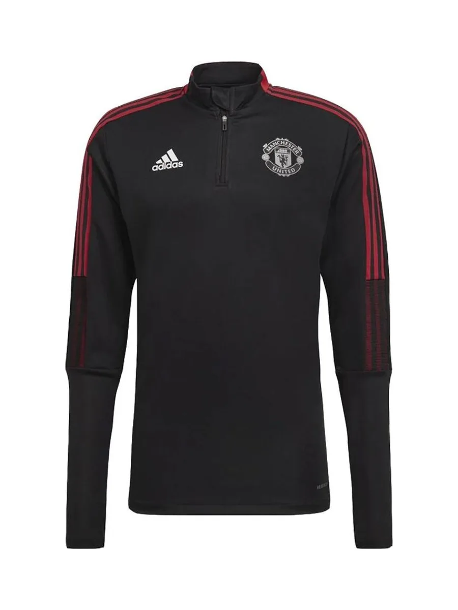 Manchester United Sweat 1/4 zip Noir Homme Adidas 21/22 2