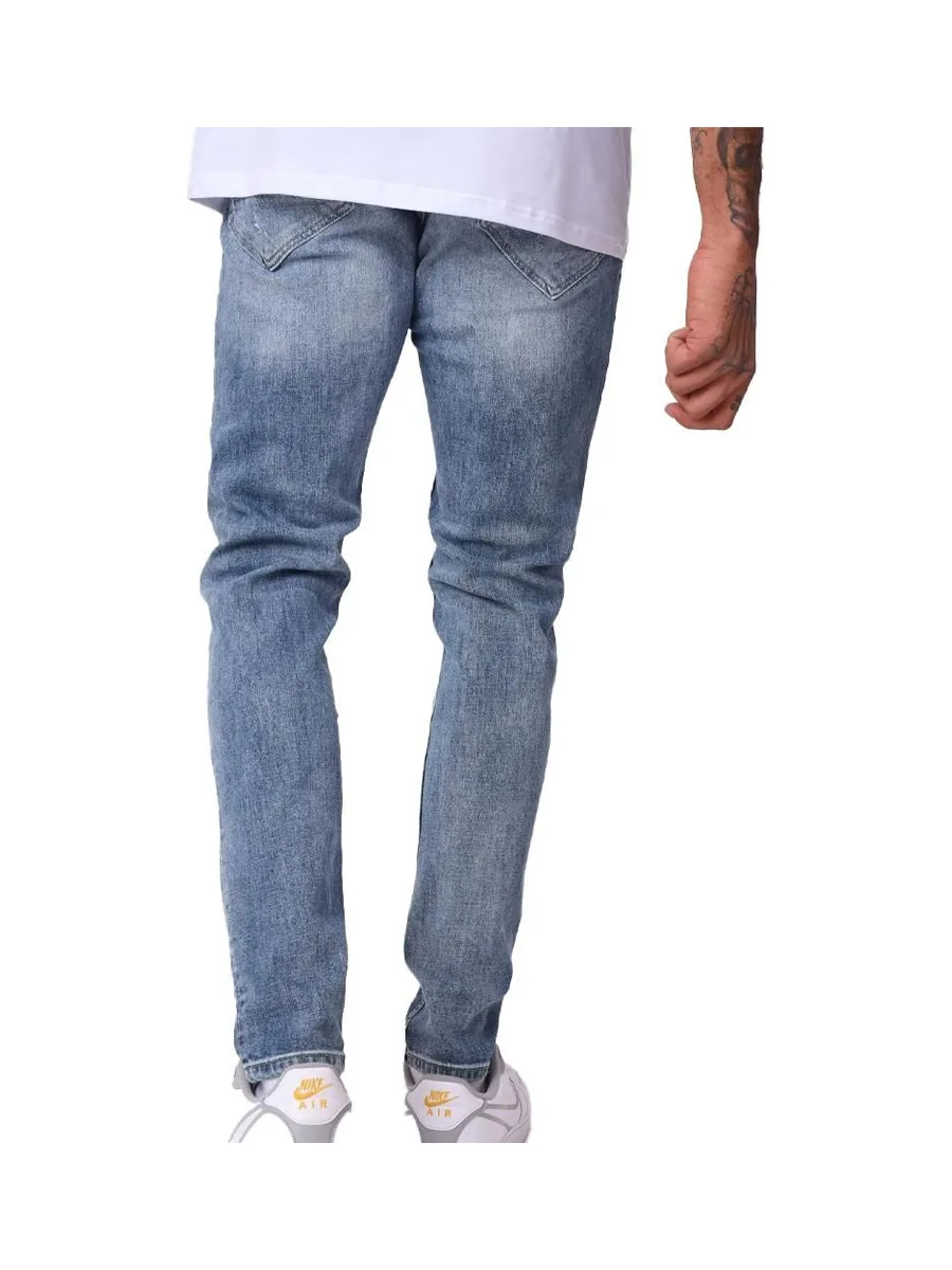 Jean Skinny Bleu Homme Project X Paris délavé avec trou 3