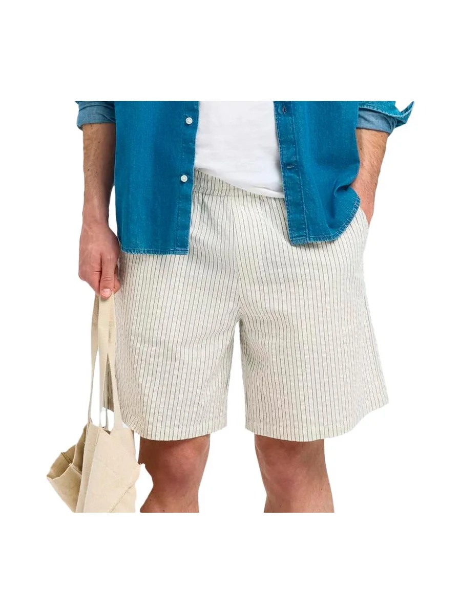 Short Blanc à Rayures Homme Selected Loose 2