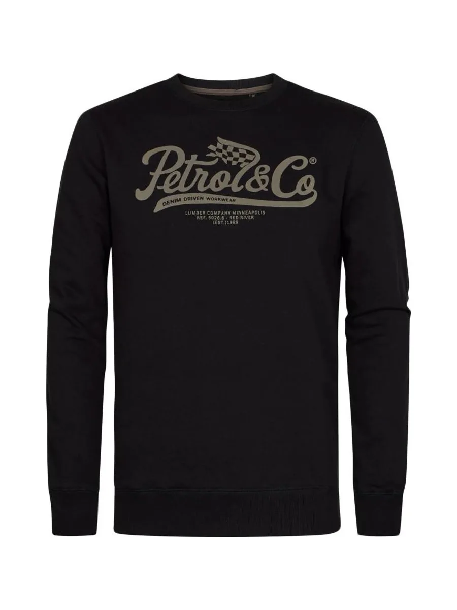 Sweat Noir/Taupe Homme Petrol Industries Neck 1