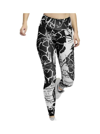 Legging Noir/Blanc Femme Adidas Flower 1