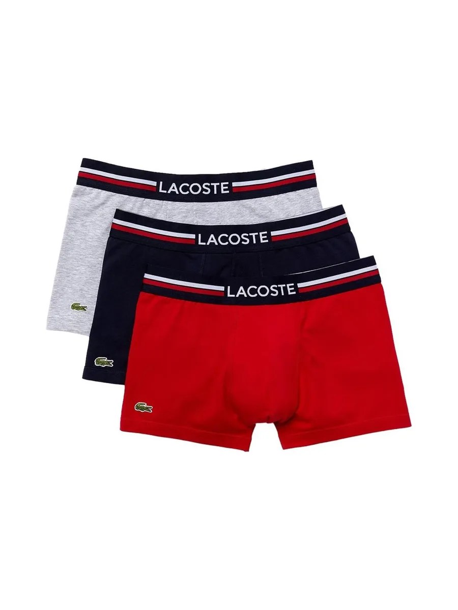 x3 Boxers Noir/Gris/Rouge Homme Lacoste 5H3386 2