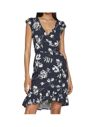 Robe Marine/Fleurs à volants Femme Vila Mooney 1
