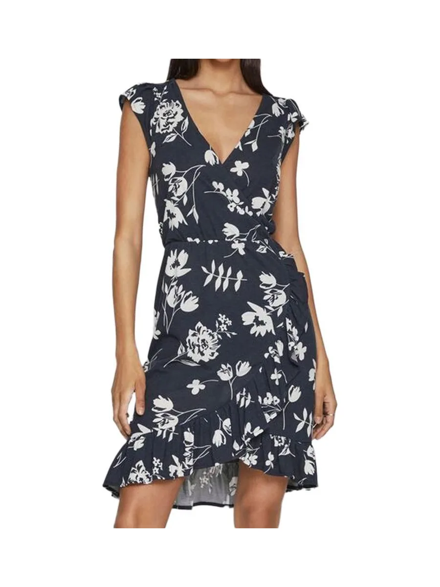 Robe Marine/Fleurs à volants Femme Vila Mooney 2