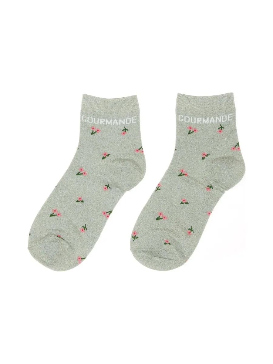 Chaussettes Vertes à Fleurs Femme Stella Green Gourmande 2
