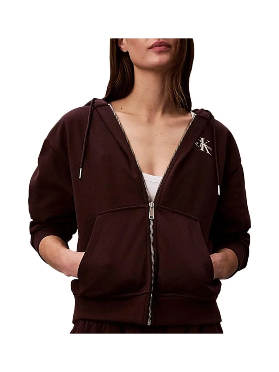 Sweat Zippé Marron Femme Calvin Klein Jeans Monologo French 2