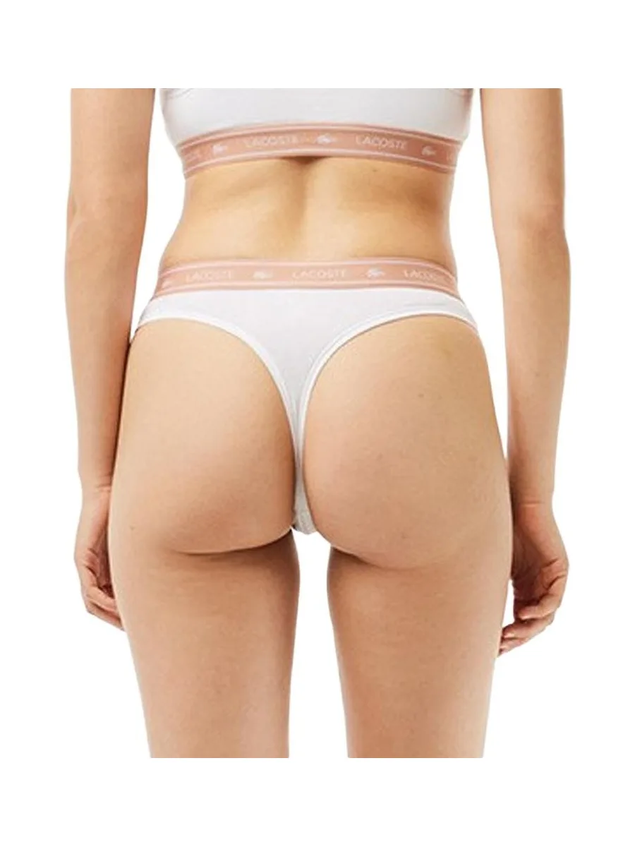 Tanga Blanc/Rose Femme Lacoste More 4