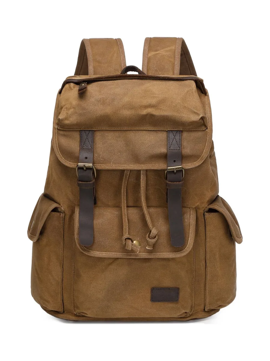 BILL - Sac à dos en cuir véritable et toile enduite - Bleu 43