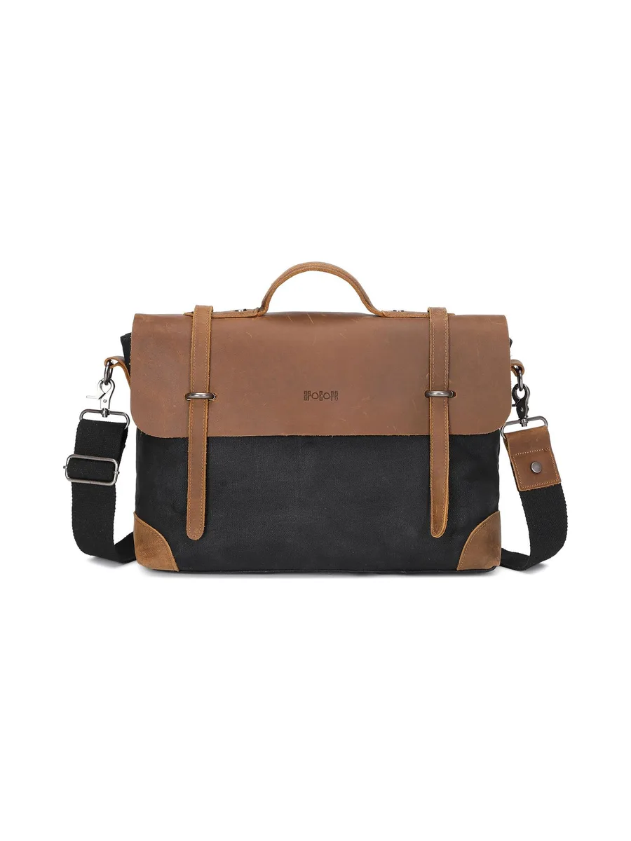 DAN - Sacoche en cuir véritable et toile enduite - Bleu 57
