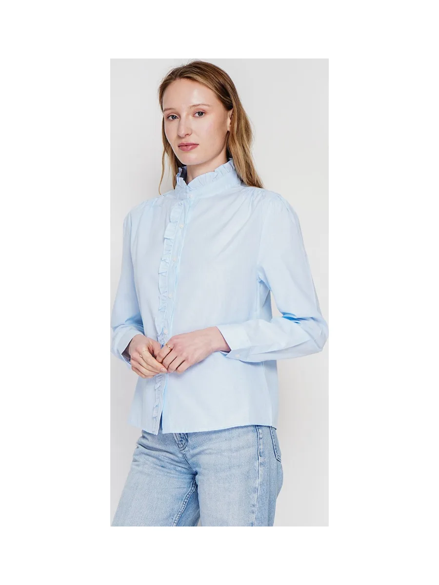 Chemise col montant rayée à manches longues boutonnée devant 6